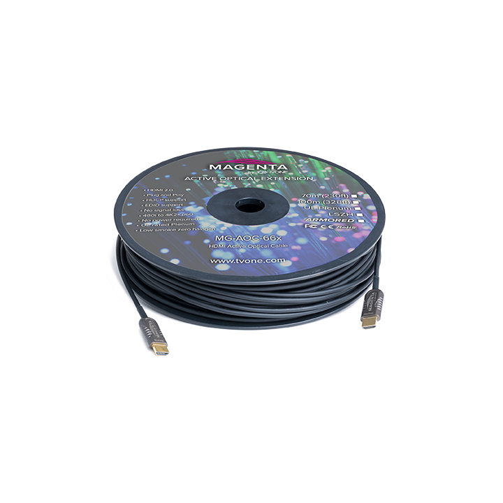 Cordon fibre optique tvONE TVO-MG-AOC-663-100 | actif HDMI 2.0 | 100m - TVO-MG-AOC-663-100 - tvONE