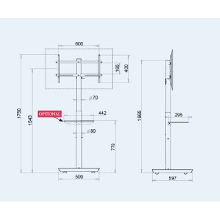 omb - Pied extensible base carrée 32-60p max VESA 800*400 - Blanc OMB