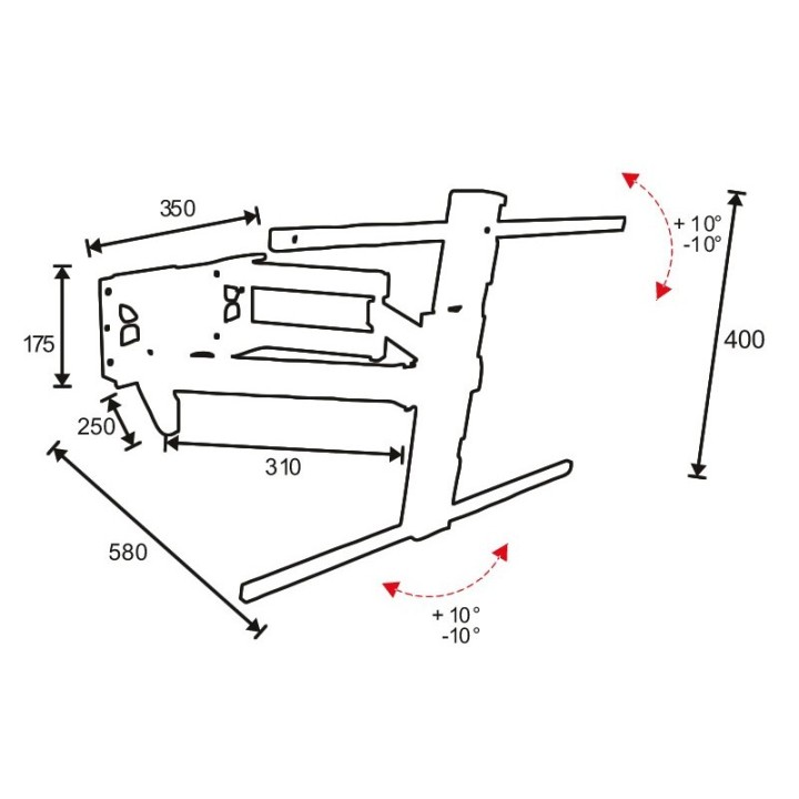 omb - Support mural articulée inclinable pour 32 à 65p - Noir - HA/2 OMB