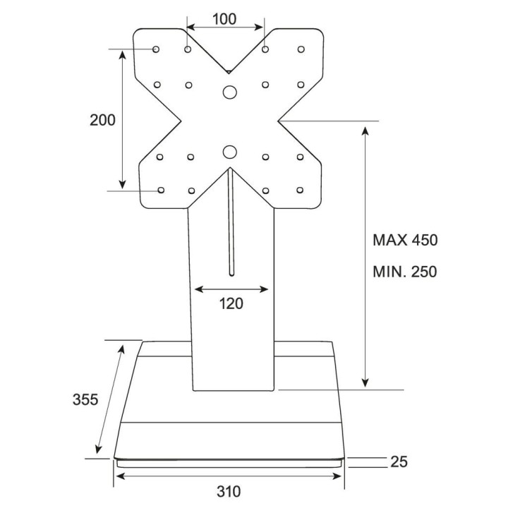 omb - Pied de table pour écran 40p max VESA 200*200 - Noir OMB