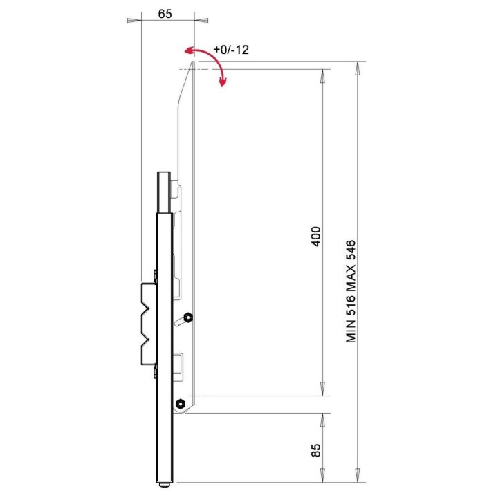 omb - Barre inclinable 0-12° pour rail de fixation mural 50kg - Noir OMB