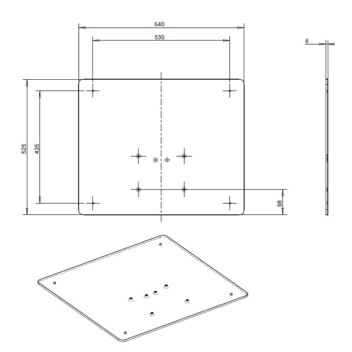 omb - Base carrée pour colonne 640 x 525cm - Noir OMB