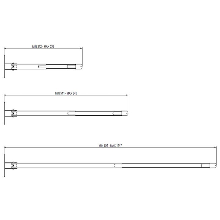 omb - Extension 500 à 900mm pour Monoprojecteur 30 - 30kg - Gris OMB