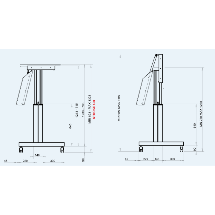 omb - Chariot électrique d'écran 46 à 90p VESA 800*400 - V+H - Argent OMB