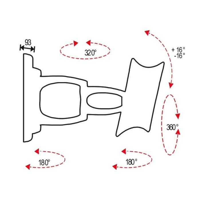 omb - Support mural double bras design 10 à 40p VESA 200 - Bl - HA/6 OMB