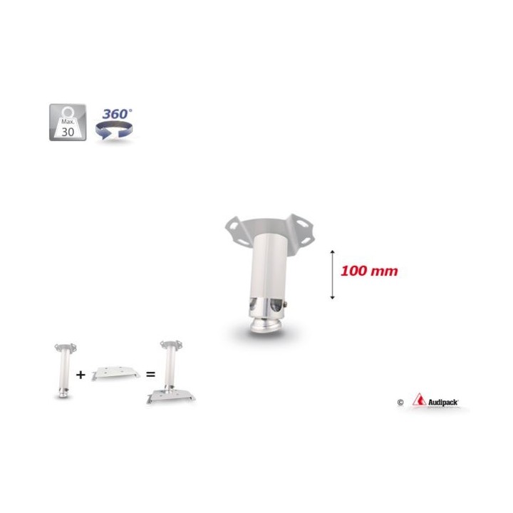 Support plafond pour vidéoprojecteur Audipack AUD-UTS-0100G | 100 mm | gris - AUD-UTS-0100G - Audipack