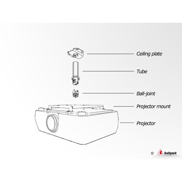 Support plafond vidéoprojecteur Audipack AUD-UTS-0500TW | 355-500 mm | blanc - AUD-UTS-0500TW - Audipack