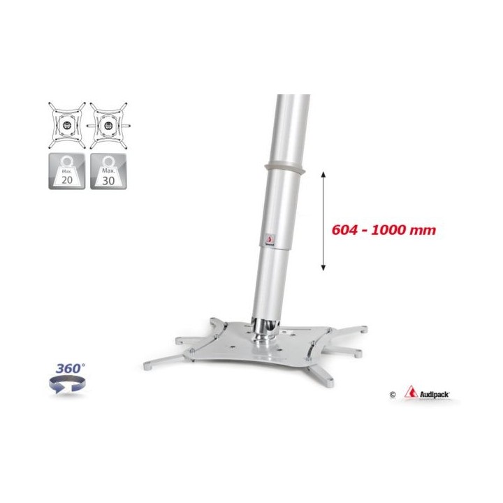 Support plafond vidéoprojecteur Audipack AUD-QFIX3-1000TG | 604-1000 mm | gris - AUD-QFIX3-1000TG - Audipack