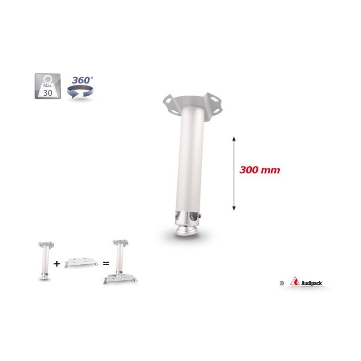 Support plafond videoprojecteur Audipack AUD-UTS-0300G | 300 mm | gris - AUD-UTS-0300G - Audipack
