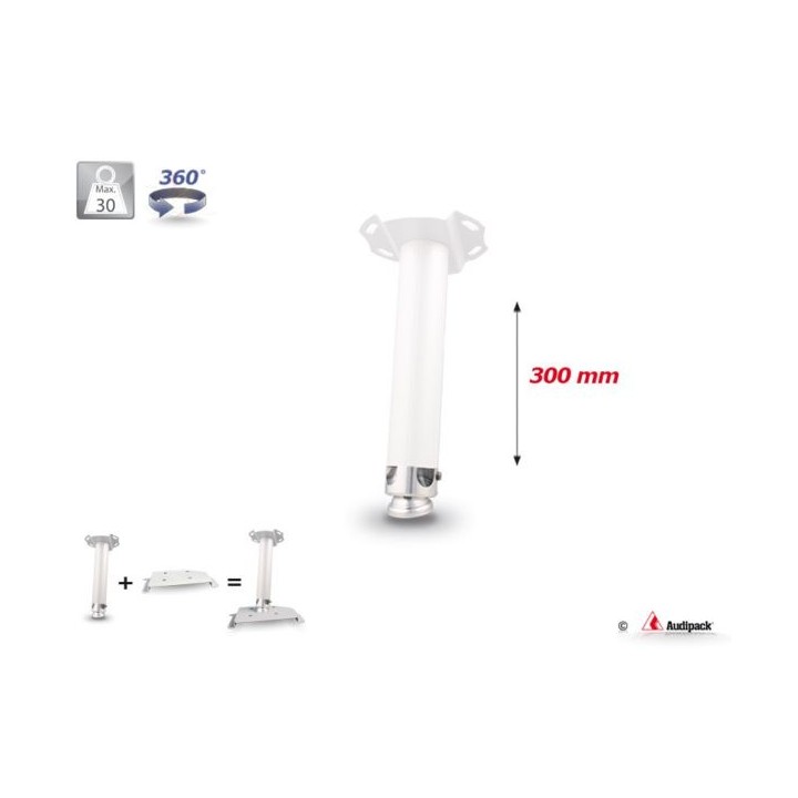 Support plafond vidéoprojecteur Audipack AUD-UTS-0300W | 300 mm | blanc - AUD-UTS-0300W - Audipack