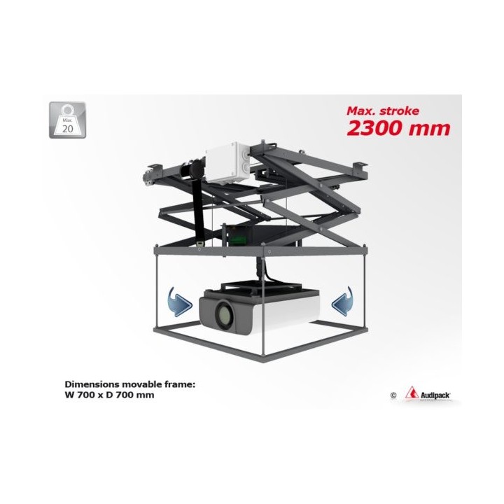 Support plafond motorisé Audipack AUD-P5357 | Pantographe | 230cm - AUD-P5357 - Audipack