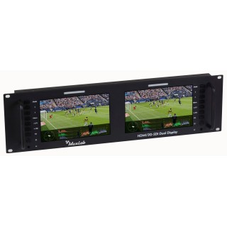 Écran rackable Muxlab 500841-V2 | 2x7'' 4K/30 | HDMI / 3G-SDI Muxlab
