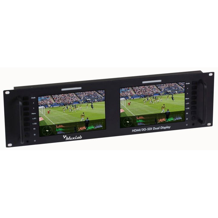 Écran rackable Muxlab 500841-V2 | 2x7'' 4K/30 | HDMI / 3G-SDI Muxlab