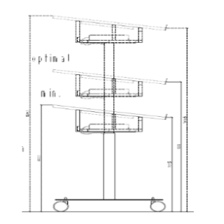 Pupitre mobile Kamo KMO-PMM | 81cm | plateau incliné | roulettes freinées