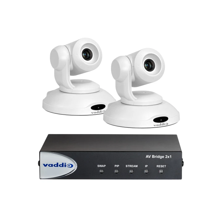 Vaddio - Bundle AV Bridge 2x1 + 2 caméras PrimeSHOT 10 - Blanches Vaddio