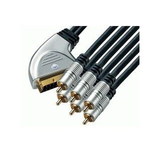 Cordon PER 21 + inter / 6 RCA ( 2 vidéo + 4 audio ) - 5m Keen connect