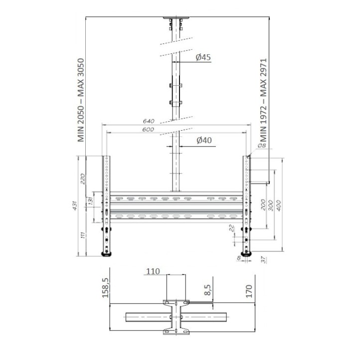 I Pure - Support plafond pour écrans 32-60 pouces iPure