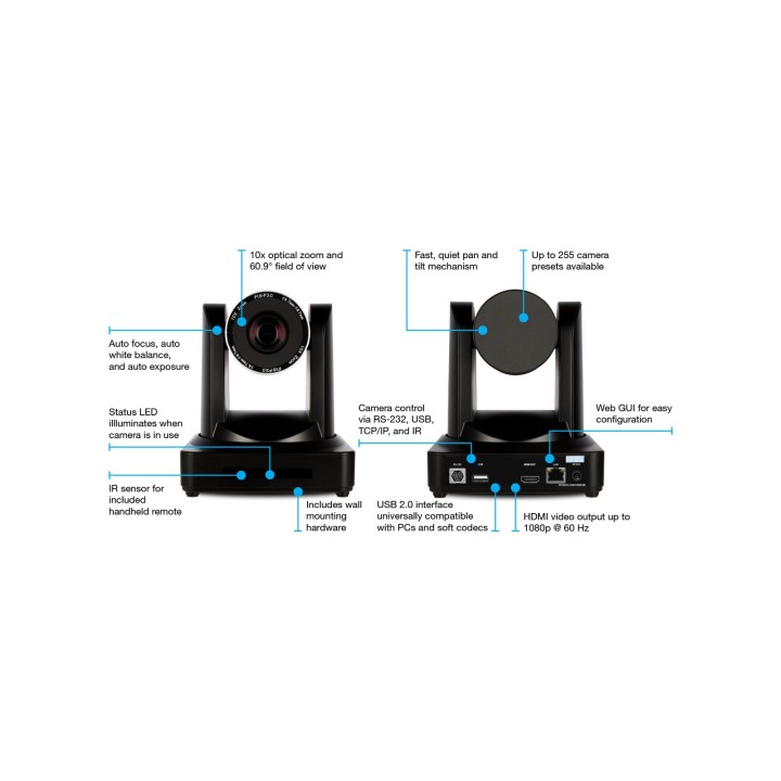 Caméra PTZ professionnelle Atlona AT-HDVS-CAM-HDMI-B | HDMI | USB 2.0 Atlona