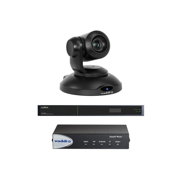 Kit visioconférence Vaddio EASYIP-MIXER-KIT-N | caméra IP noire | mixer + switch intégrés