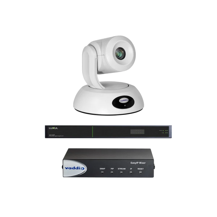 Kit visioconférence Vaddio EASYIP-20-MIXER-KW | caméra IP noire | mixer + switch intégré