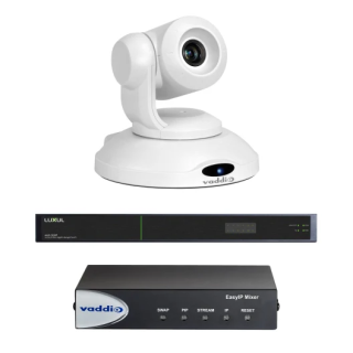 Kit de visioconférence IP Vaddio EASYIP-MIXER-KIT-B | caméra blanche + mixer + switch intégré