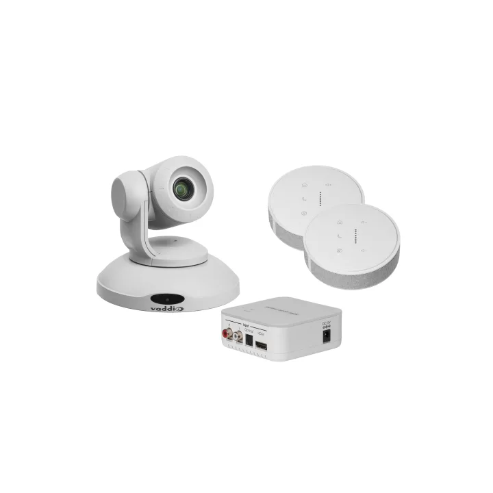 Kit caméra conférence Vaddio CONFSHOTAV-TM2-S-B | zoom x10 | micro TableMIC 2 sans HP blanc