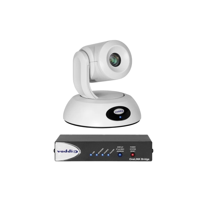 Caméra PTZ Vaddio ROBOSHOT12E-HDBTBB | zoom optique 12x | OneLINK Bridge HDBaseT blanche