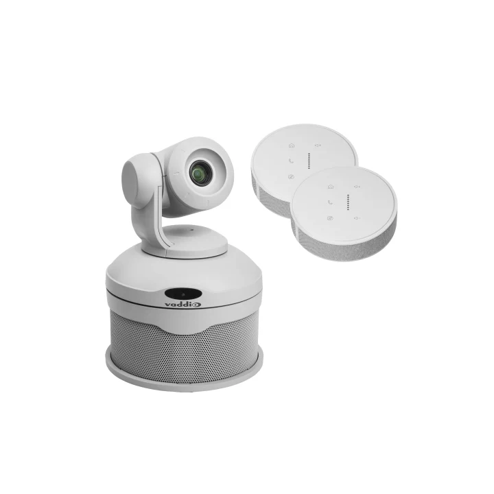 Kit caméra de conférence Vaddio CONFSHOTAV-TMIC2-B | zoom x10 | micro de table TableMIC 2 blanc