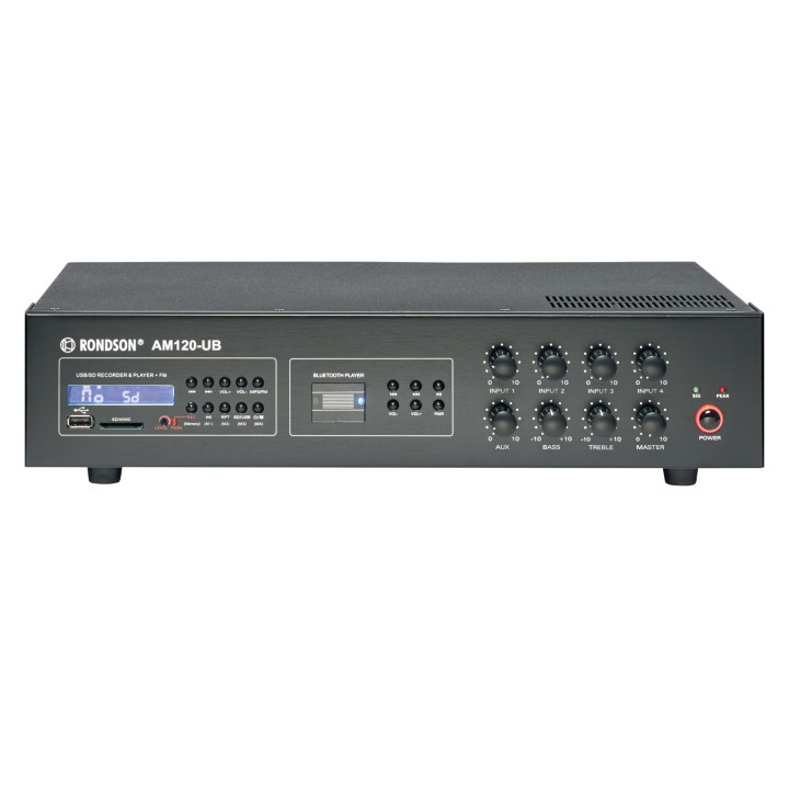 Ampli-préampli stéréo mini, classe D 2x20 W 2 in/out - 4/8Ohms - 24 V Rondson