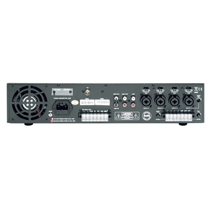 Ampli-préampli 120 W - 6 entrées - carillon - USB/FM - 4? - 19p 2U Rondson