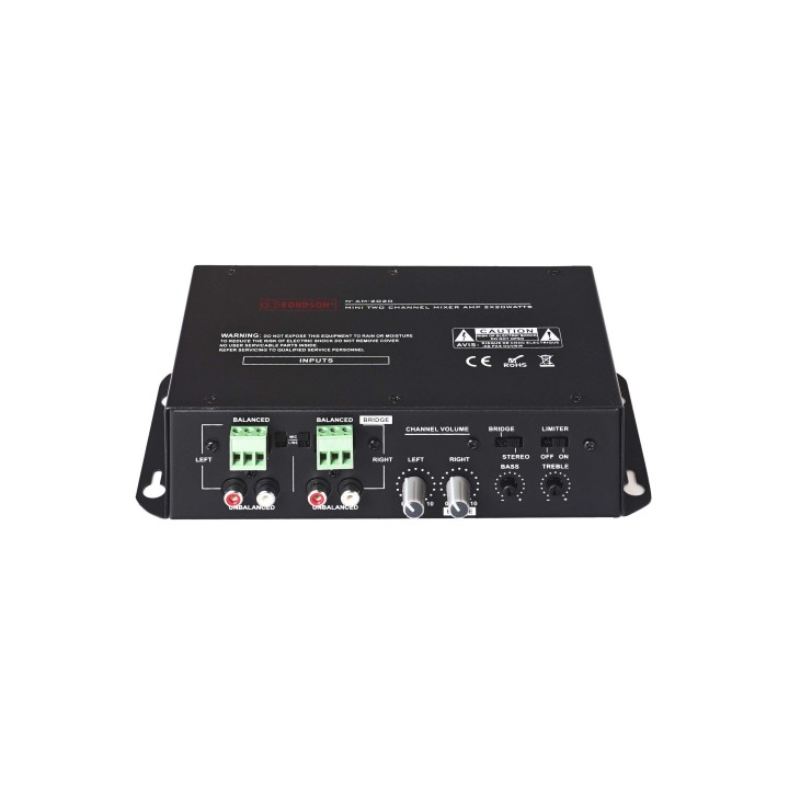 Ampli-préampli 120 W - 6 entrées - carillon - USB/FM - 4? - 19p 2U Rondson