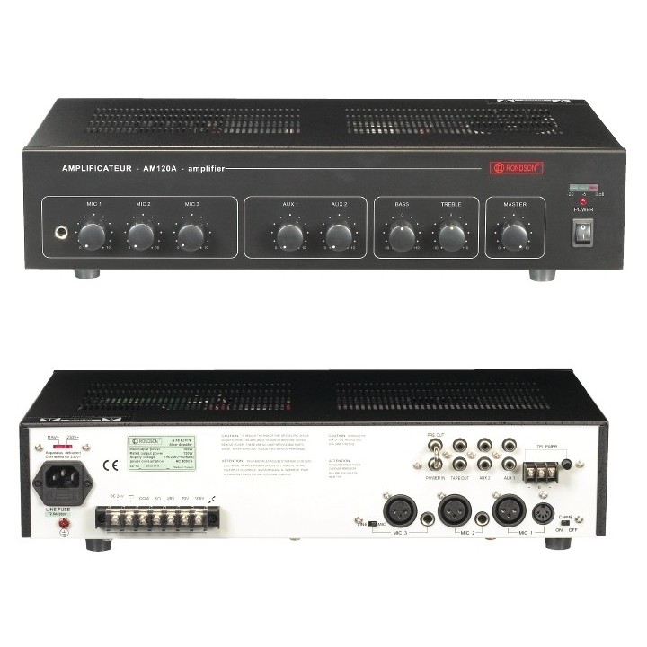 Ampli-préampli 60 W - 6 entrées - carillon - 8 Ohms Rondson
