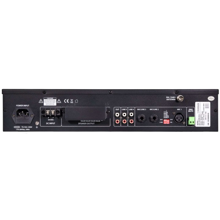 Ampli-préampli 120W, 4 zones, Tuner FM+CD/USB/SD, DC 24 V Rondson