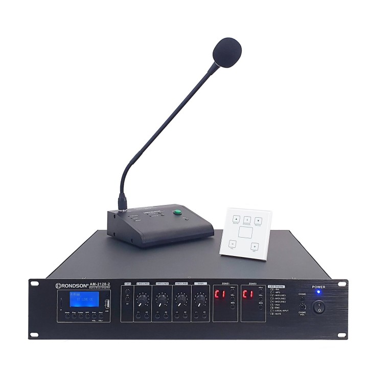 Ampli matriciel 100V en 2 zones 2 x 120W avec lecteur multimédia Rondson