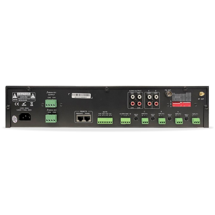 Ampli préamplificateurs 4 x 240 W, 4 Ohms / 100V - 230 V - 19'' Rondson