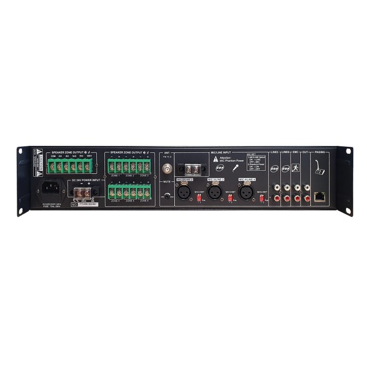 Ampli-préampli 6 Zones 120W Bluetooth/Tuner/USB/SD/MP3-Option Mic MP6 Rondson