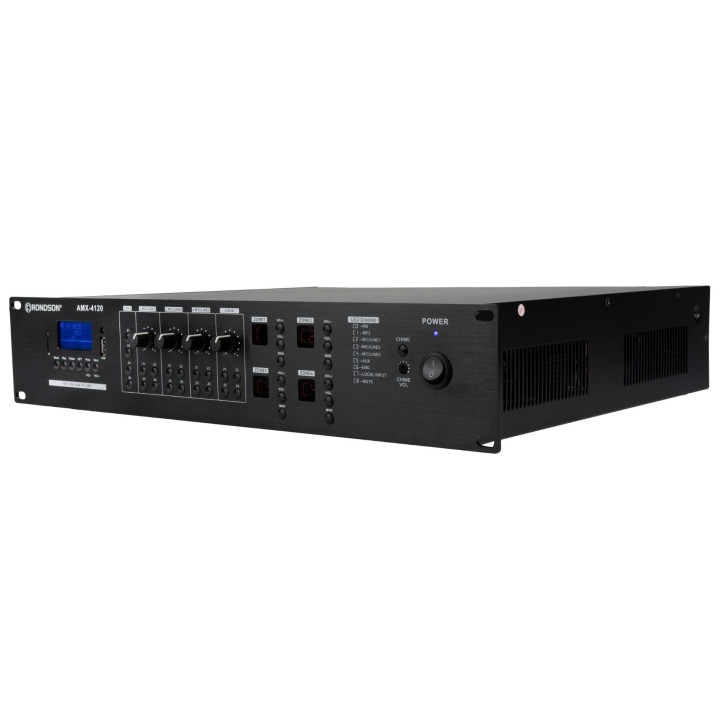 Amplificateur mélangeur 100V 4 zones 4 x 120W avec lecteur multimédia Rondson