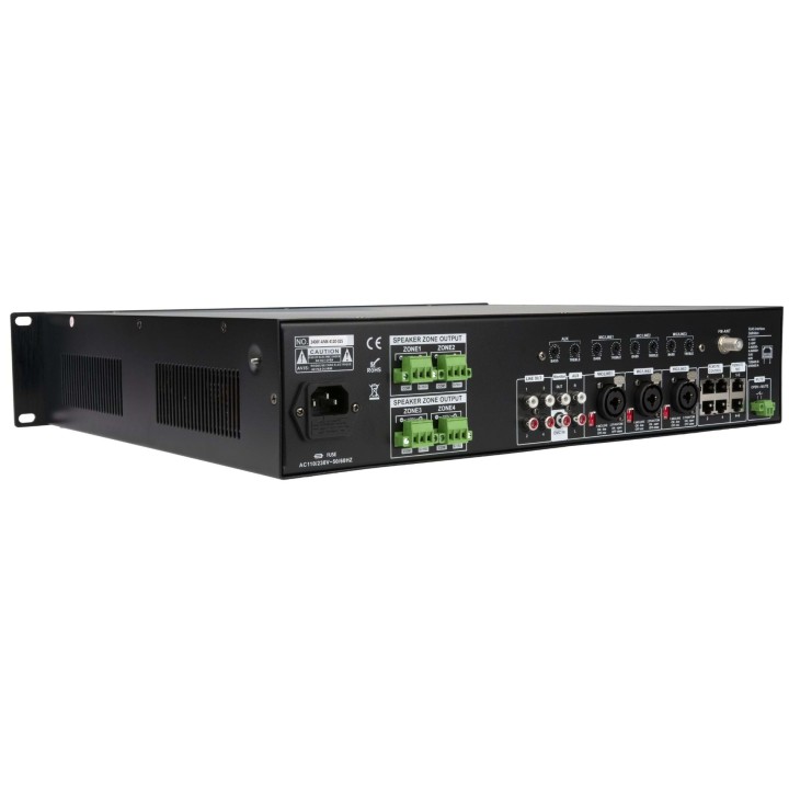 Amplificateur mélangeur 100V 4 zones 4 x 500W avec lecteur multimédia Rondson