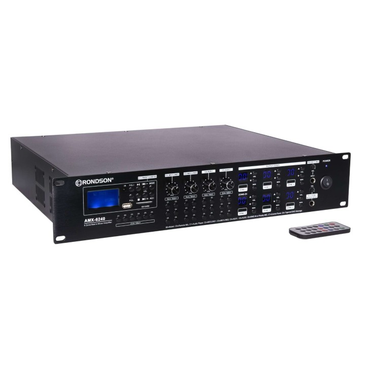 Amplificateur - mélangeur, 6 X 120 W, 19p avec 24V et music cut Rondson
