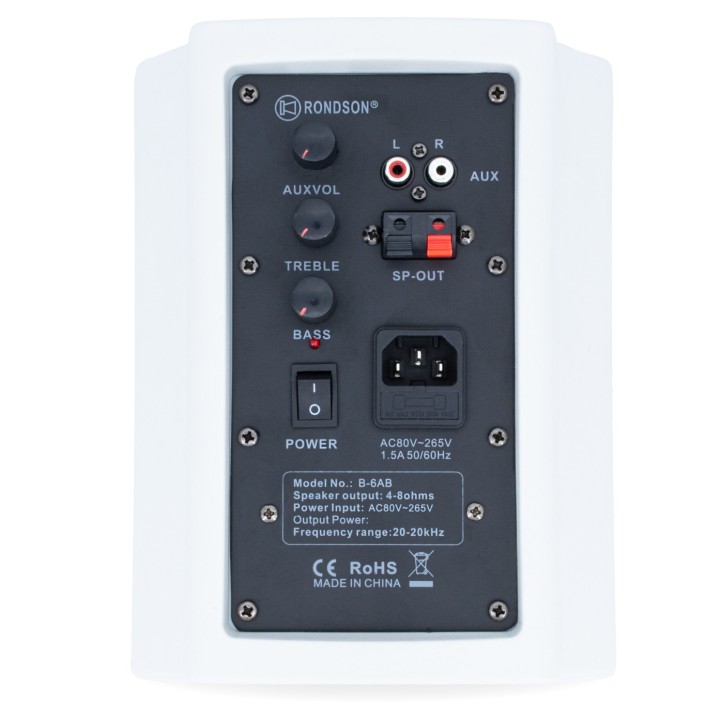 Enceinte active 2 x 20 W + enceinte passive (blanches) Rondson