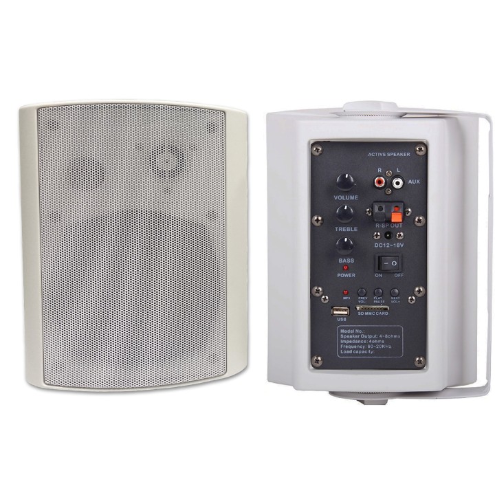Enceinte active 2 x 40 Watts + enceinte passive (blanches) Rondson