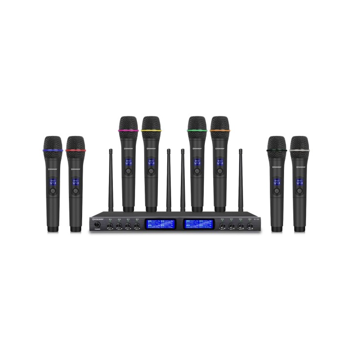 Système de micro HF, 8 Mic main 506 / 524 / 517.7 / 541.7 / 520.1 mhz Rondson