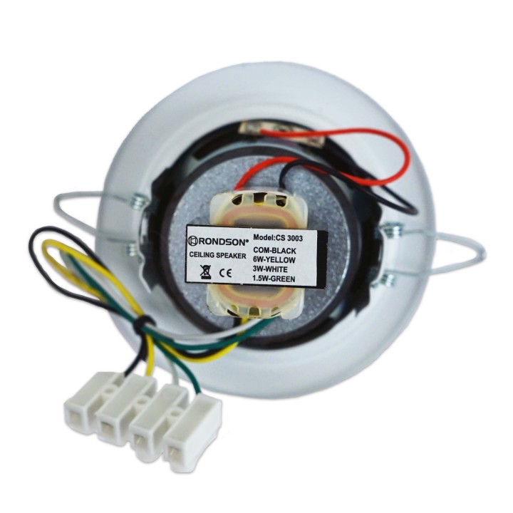 Haut-parleur plafond (spot) métal blanc - 6/4/2 W/100 V Rondson