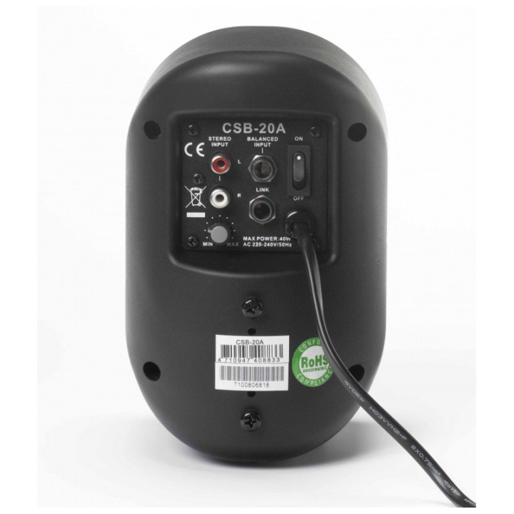 Enceinte active 2 voies noire - 20 W - 220 V-240 V Rondson