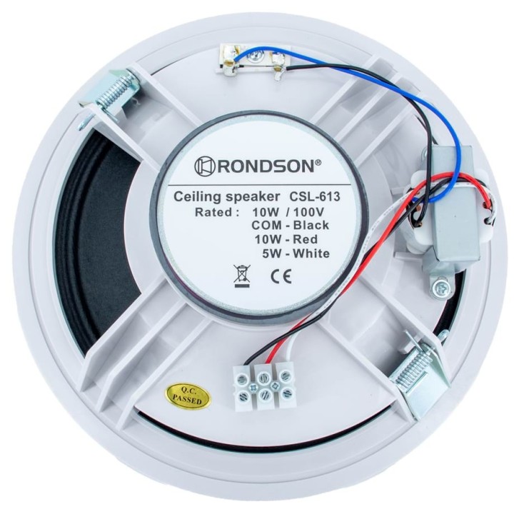 Haut-parleur plafond 8p blanc - 10/5 W / 100 V Rondson