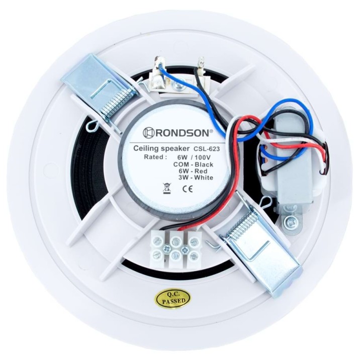 Haut-parleur plafond 5p blanc - 6/3 W / 100 V Rondson