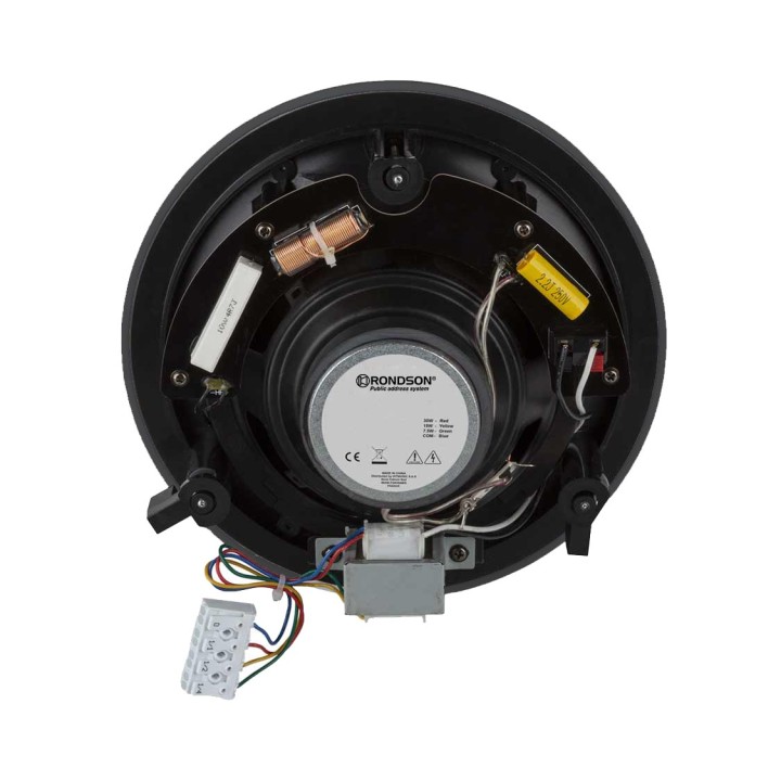 HP Plafond 2 voies à encastrer noir 5/10/20W/100V Rondson