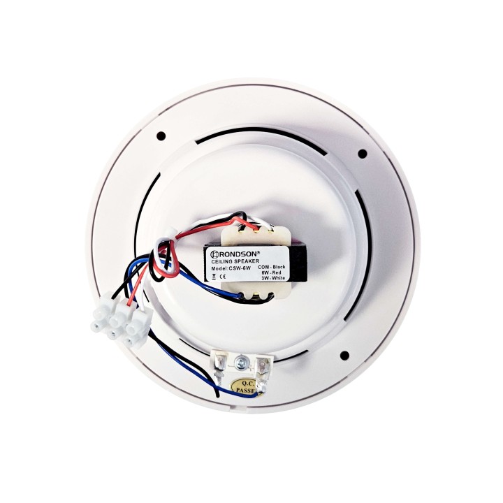 Haut-parleur plafond 6/3W avec transfo 100V - IP44 - 2 voies coaxial Rondson
