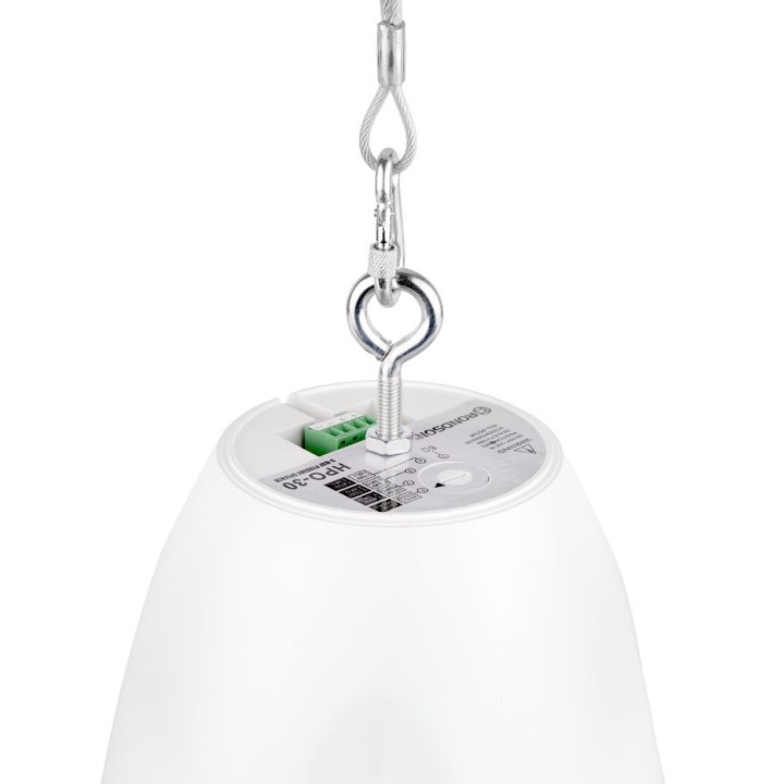 Enceinte ovoïde blanche 30W/8 Ohms, 30/15/7,5/3,75W/100 V + câble Rondson