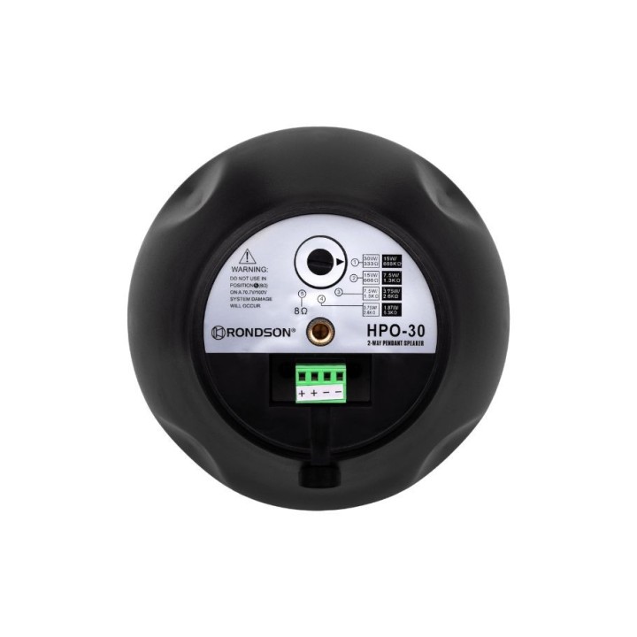 Enceinte ovoïde noire 30W/8 Ohms, 30/15/7,5/3,75W/100 V + câble Rondson